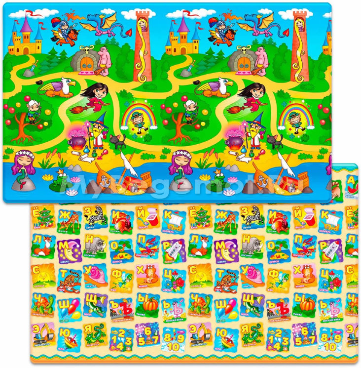 Коврик для ползания FunKids™ Big-15 «Мир Сказок / Азбука», двусторонний